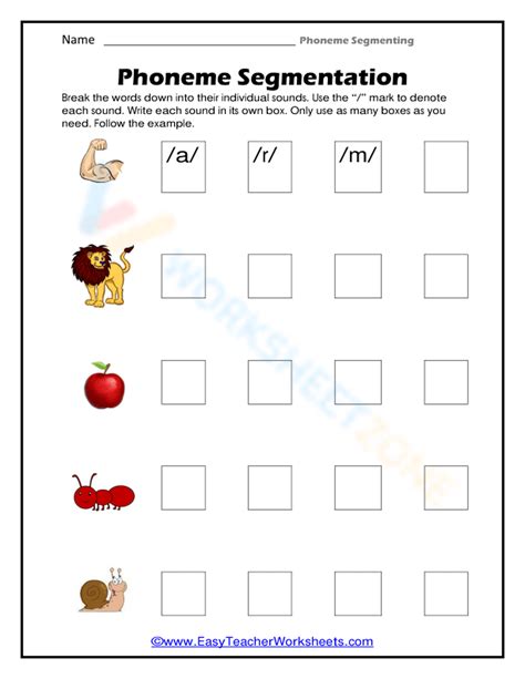 Phoneme Segmentation Worksheet