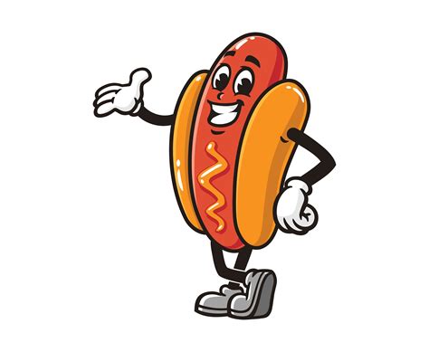 Vector Mascot Illustration Of Hot Dog Sausage Design Etsy