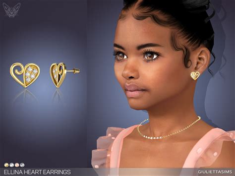 The Sims Resource Ellina Heart Earrings For Kids In 2022 Kids