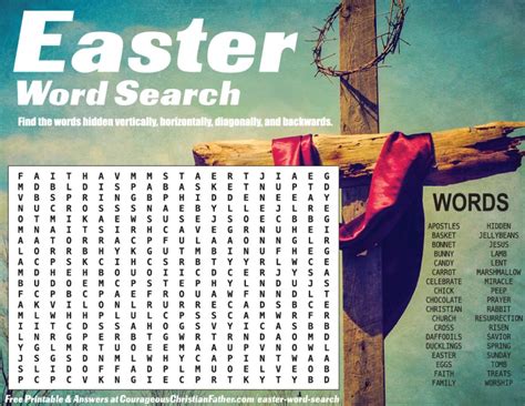 Easter Word Search Printable Courageous Christian Father