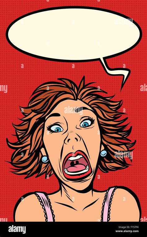 Funny Woman Screams Strange Facial Expressions Stock Vector Image