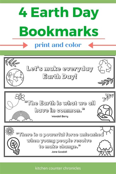 Earth Day Bookmarks Printable