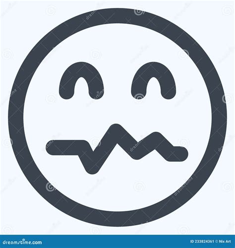 Icon Emoticon Worried Line Cut Style Stock Illustration