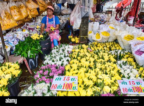 Scenes From The Pak Klong Talat The Flower Market In Bangkok Thailand