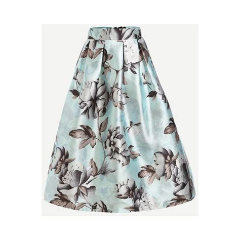 Sheinsheinside Mint Green Flower Print Box Pleated Skirt 27 Liked