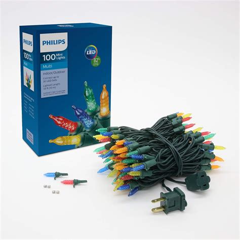 Philips 100 Led Multicolor Faceted Mini Christmas Lights On