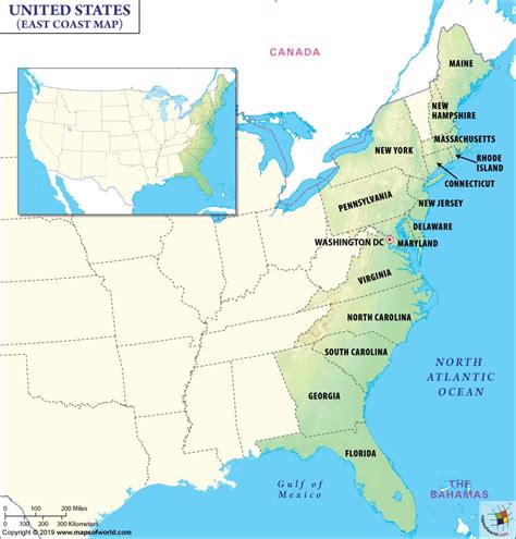 Cartina East Coast Usa
