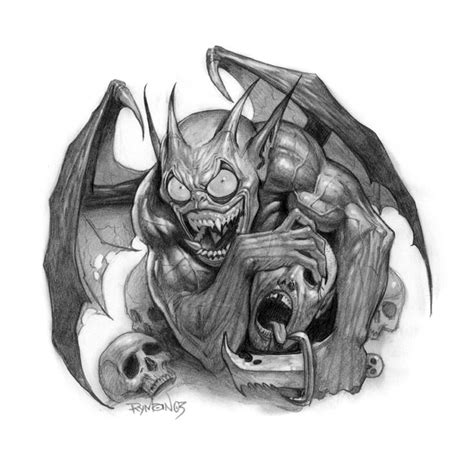 Demon Drawings Evil Art Gargoyle Tattoo