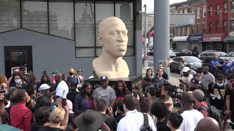 Security footage shows group suspected of vandalizing george floyd statue in brooklyn. USA: George Floyd statue unveiled in Brooklyn for Juneteeth | Video Ruptly
