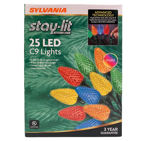 Sylvania Stay Lit Platinum C LED Light Set Lights Feet Lighted Length Multicolor