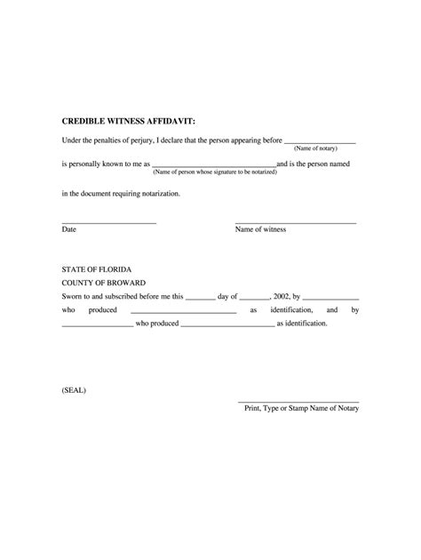 Credible Witness Affidavit Form 2020 2022 Fill And Sign Printable