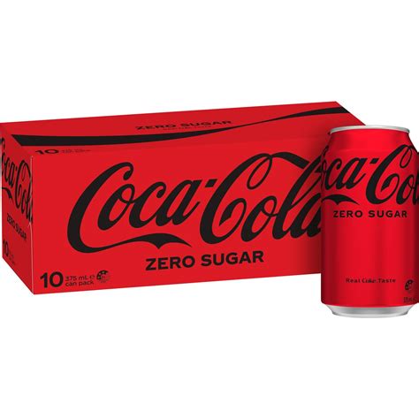 coca cola zero sugar soft drink multipack cans 10 x 375ml woolworths