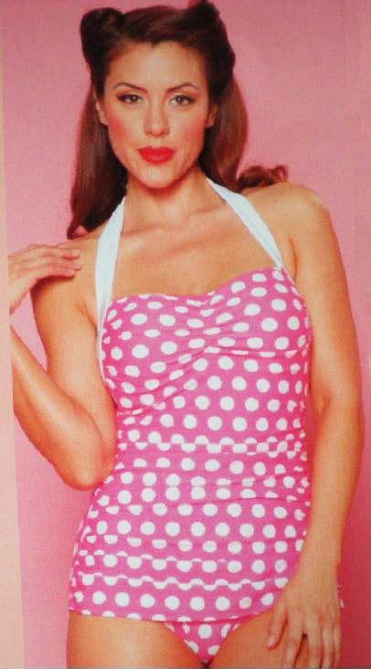 40s 50s Vintage Rockabilly Retro Swimsuit Pink Dot Pinup Halter Bathing Suit Ebay Retro