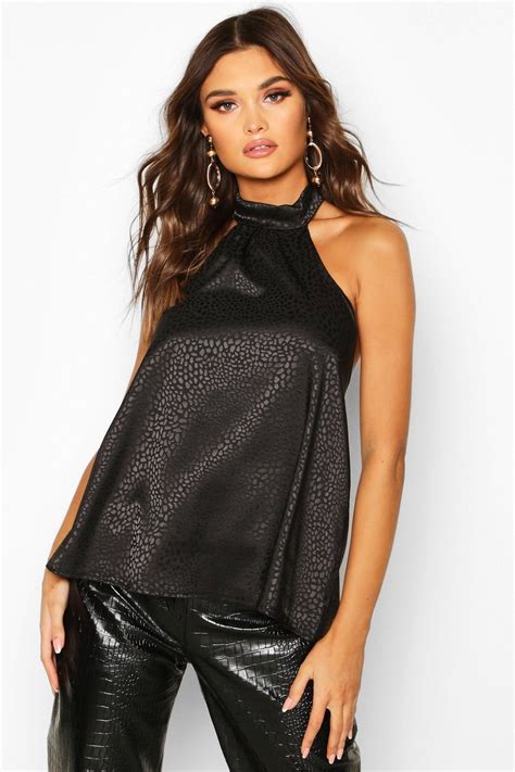 Hammered Satin Halter Top Boohoo Halter Neck Top Satin Halter