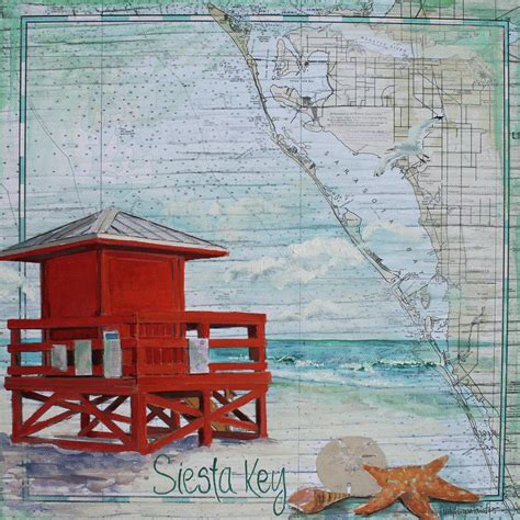 Siesta Key Red Life Guard Station Painting By Cindy Fornataro Fine