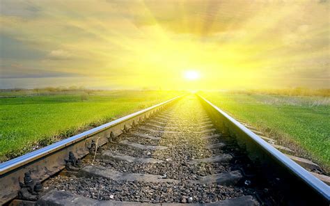 Bright Future Ahead Track Railway Sun Sunlight Bright Hd