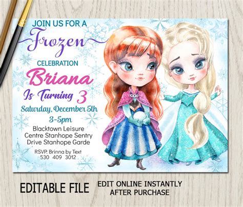 Frozen Invitation Anna And Elsa Birthday Invitation Magical Etsy