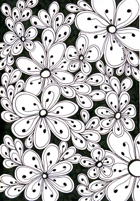 Zentangle Flowers Zentangle Drawings Flower Doodles