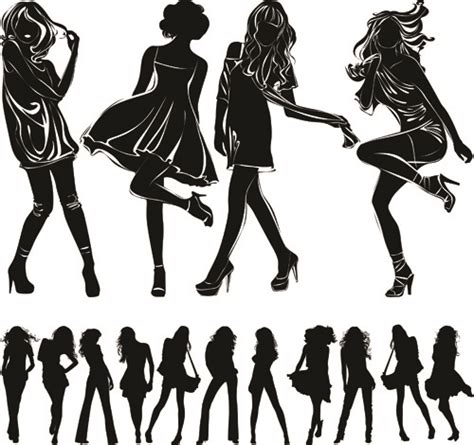 Beautiful Girls Silhouette Design Vector Vectors Graphic Art Designs In