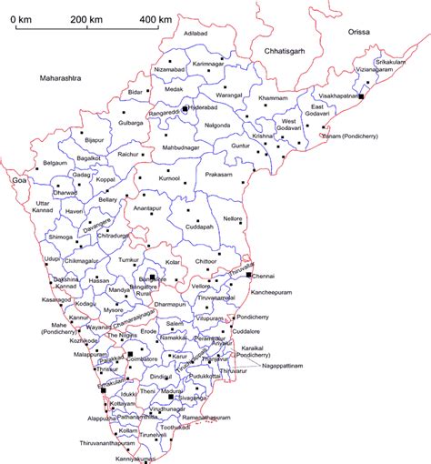 South India Map With Cities
