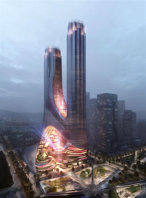 Zaha Hadid Architects Projeta Par De Arranha Céus Futuristas Unidos Por