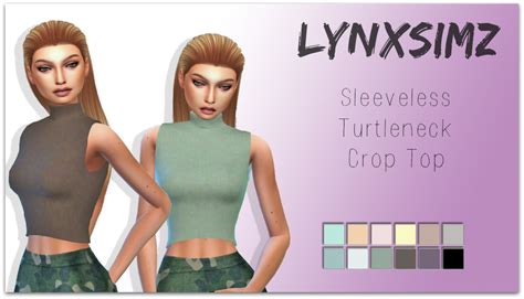 Sims 4 Ccs The Best Sleeveless Turtleneck Crop Top By Lynxsimz