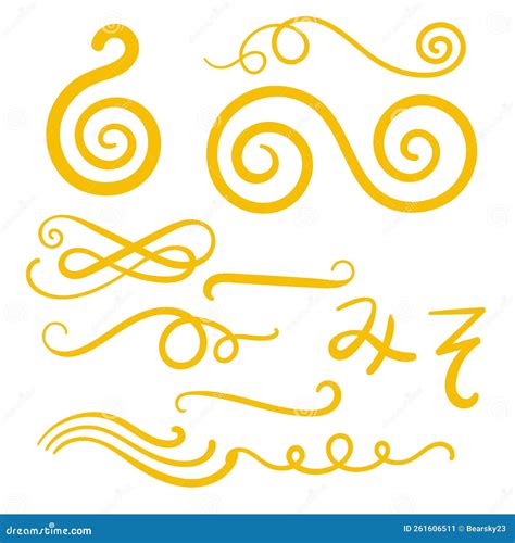 Yellow Swirls Swash Logo Ornament Designs Stock Vector Illustration