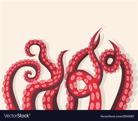 Tentacles Octopus Underwater Marine Animal Vector Image
