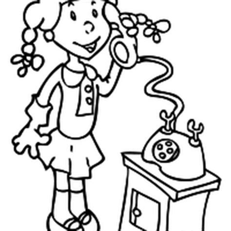 Desenho De Menina Conversando Ao Telefone Para Colorir Tudodesenhos