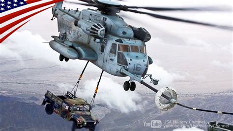 Ch 53e Helicopter Refuel While Carrying A Humvee With Awesome Piloting