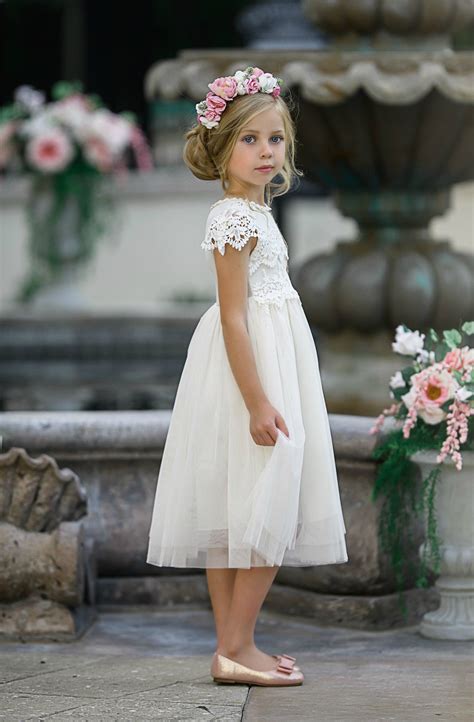 luciana cap sleeve lace flower girl dress ivory 20 flower girl dresses vintage flower girl