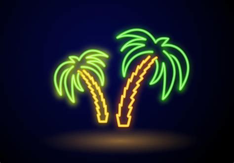 Premium Vector Tropical Neon Palms Neon Sign Bright Signboard Light