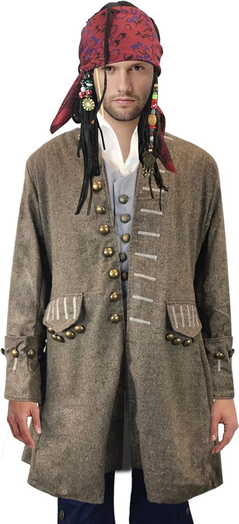Exact Jack Sparrow Coat Pirate Costume Jacket Mlxl Clothing