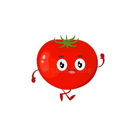 Cute Funny Fresh Tomato Cartoon Stock Illustration Illustration Of