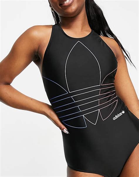 Adidas Originals Adicolor Trefoil Swimsuit In Black Asos