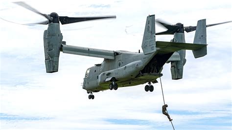US Marine Corps Fast Roping Out Of Boeing V 22 Osprey 2022