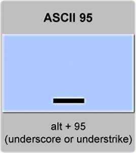 Ascii Code Underscore Understrike Underbar Or Low Line