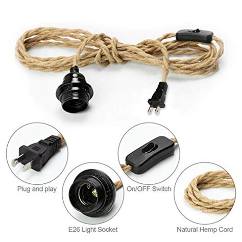Industrial 15ft Pendant Light Cord Hanging Light Kit With Switch Plug
