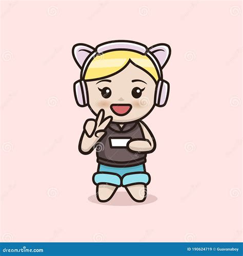 Chibi Anime Girl Mascot And Character Design Stock Vector