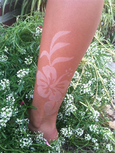 Hawaiian Flower Tanning Tattoo Stencil On Ankle Way Cute Tan Tattoo