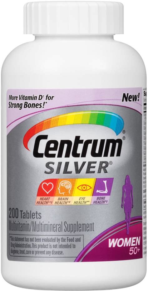 centrum silver women 50 multivitamin multimineral supplement tablets 200 ea pack of 6