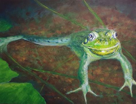Mr Pond Frog 8112017 Acrylic 16 X 20 By Jonathan Mann