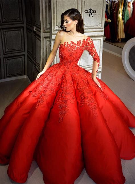 Red Lace Cinderella Gown Robe De Mariée Princesse Robe De Mariée