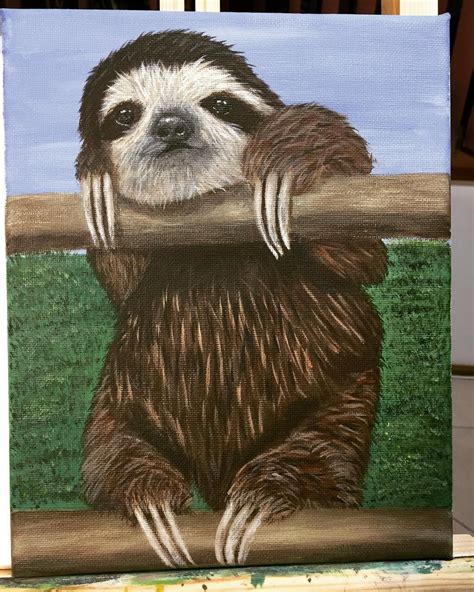 Art Acrylic Painting Canvas Sloth Artist Artwork Animals Pet