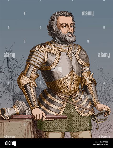 Portrait Of Hernando Cortes The Spanish Conqueror Of Mexico Stock