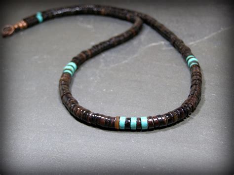 Mens Necklace Turquoise Necklace Native American Heishi Etsy