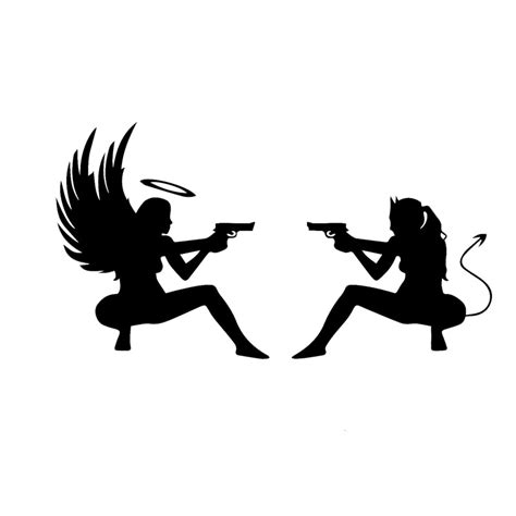 17796cm Sexy Devil Angel Car Stickers With Pistol Personalized