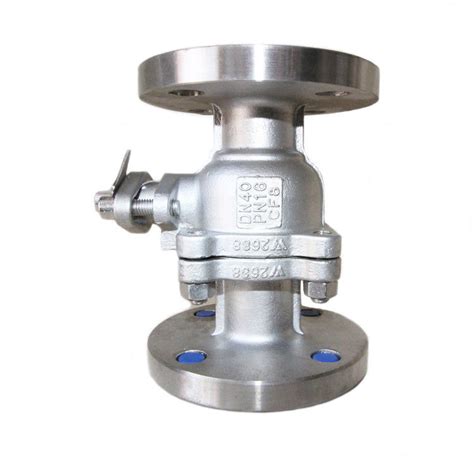 Dn40 Two Way Stainless Steel Ball Valve Flange Stye Ptfe Pctfe Seal