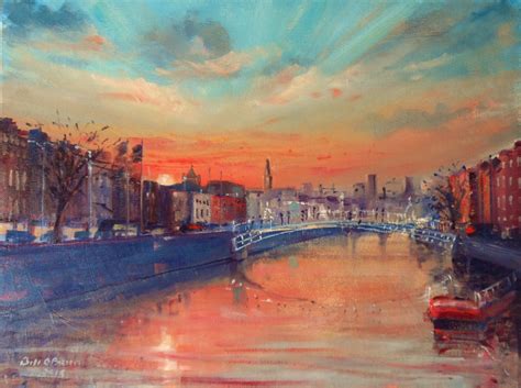 Winter Sunset On The River Liffey Dublin Painting By Bill