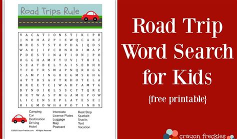 Road Trip Word Search For Kids Free Printable Do Play Learn